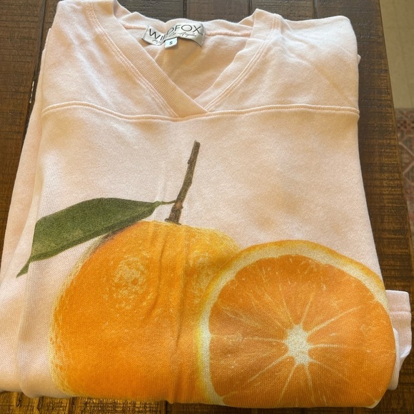 Wildfox Orange Print oversized Sweat T-Shirt Size Small - Picture 2 of 8